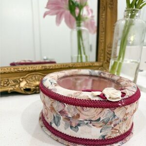 Vintage Floral Powder Box Trinket Holder